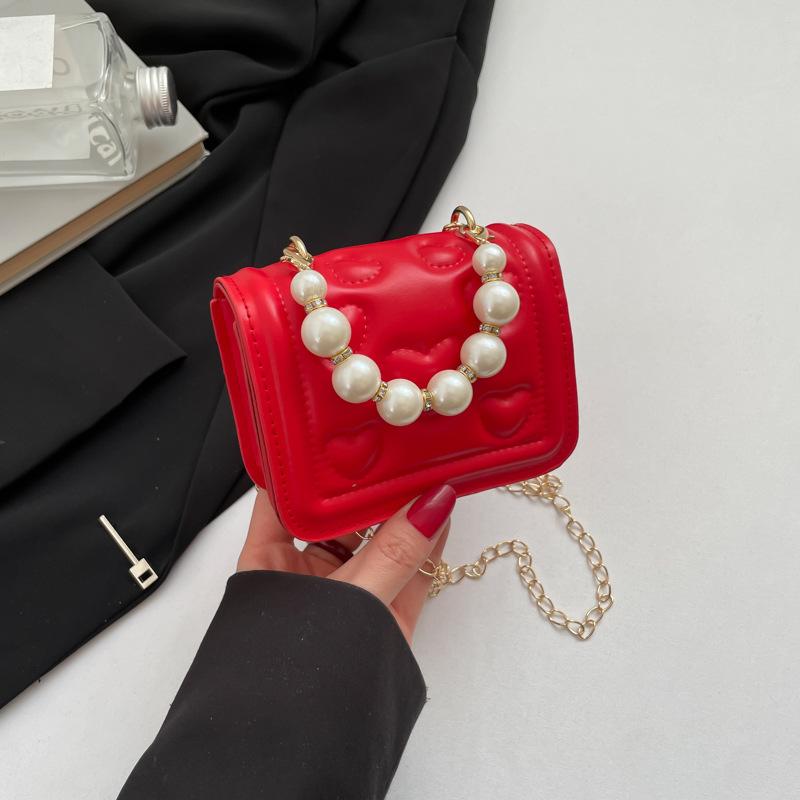 

Летняя мини-сумка с бантом, женская портативная женская сумка с бисером 2025 года, модная квадратная сумка через плечо красный