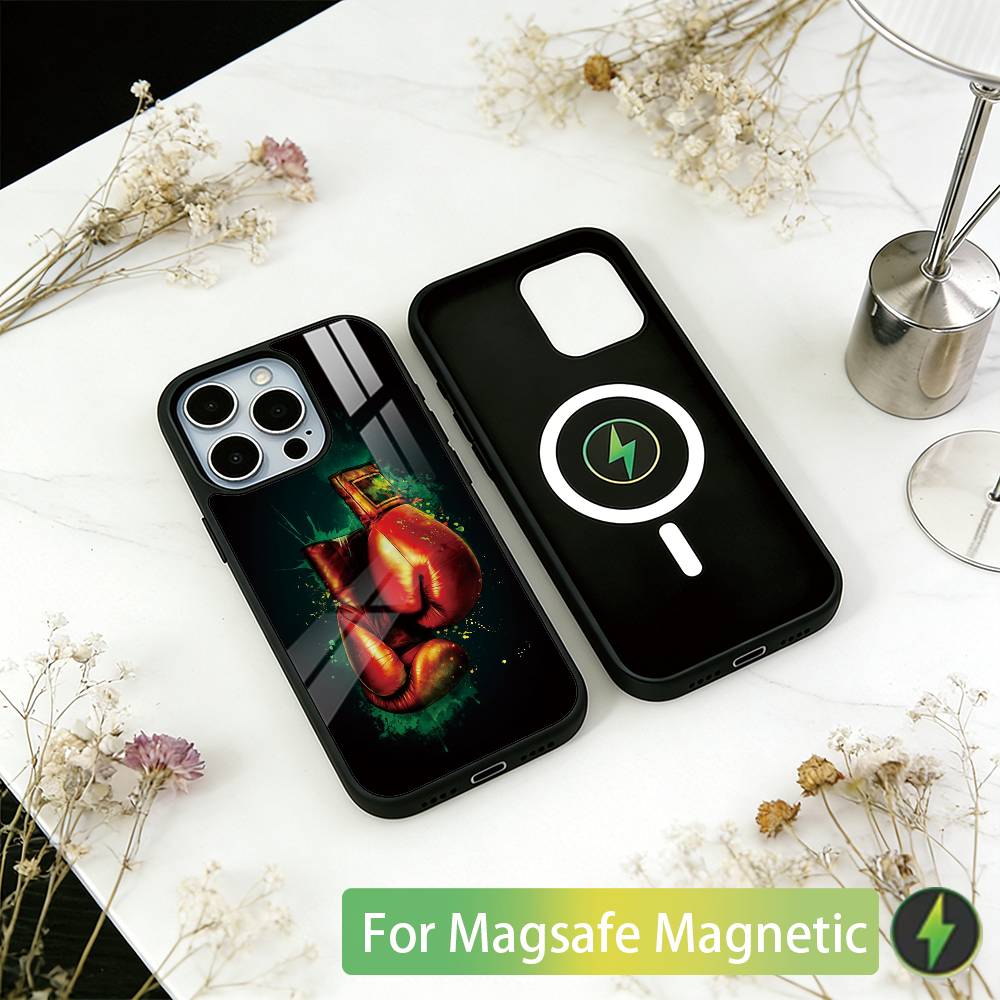 

Boxing Gloves Phone Case For iPhone17,16,15,14,13,12,11 Plus,Pro Magnetic For Magsafe Wireless Charging iPhone14