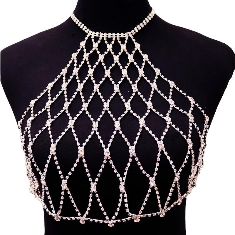 European And American Jewelry Sexy Rhinestone Body Chain Luxury Underwear Set Ins Internet Celebrity Nightclub Fringed Body Jewelry Chain