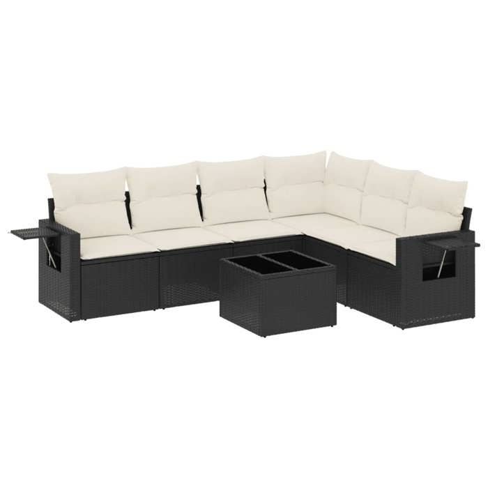 VidaXL Garden Lounge Set with Cushions 7 Pcs, Patio Sofas, Patio Furniture Set, Outdoor Furniture, Black 3220215