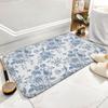Blue Floral Chinoiserie Bath Mat, 24x16 inch & 30x17 inch, Modern, Non-Slip, Water-Resistant, Indoor