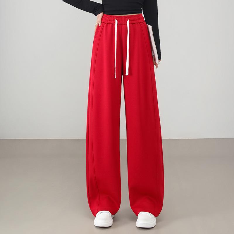 

Red High-Waisted Wide-Leg Pants for Petite Women – Drapey and Casual, Perfect for Spring and Autumn, New 2026 Style. S червоний