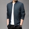Spring Autumn Men's Baseball Collar Smart Casual Jacket Men Solid Striped Fashion Windproof Zippers Jackets Men Outerwear