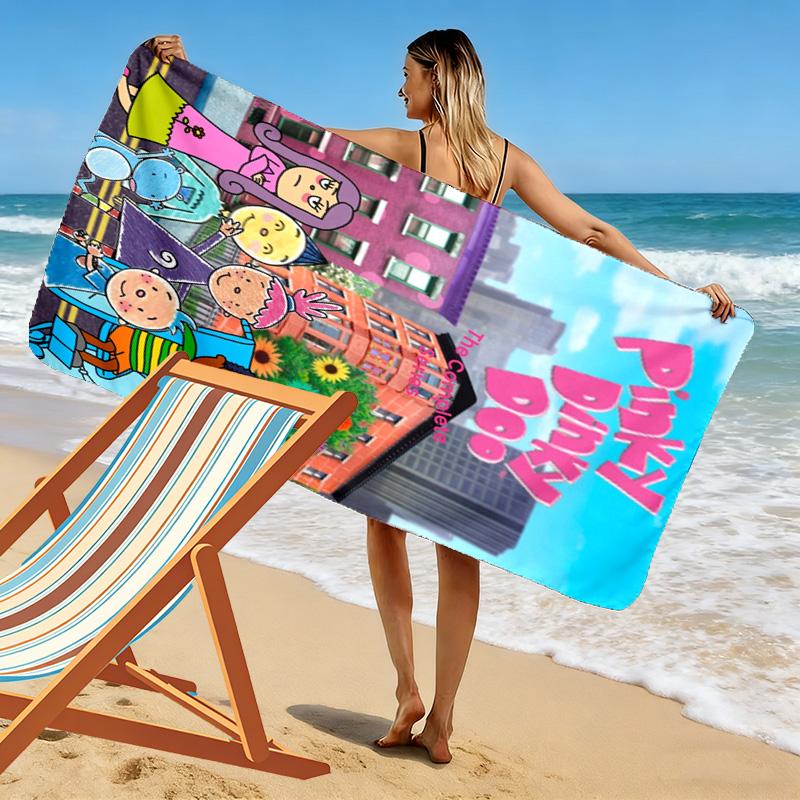 Pinky Dinky Doo Print Beach Towel, Large Soft Quick Dry Towel for Beach Camping Swimming