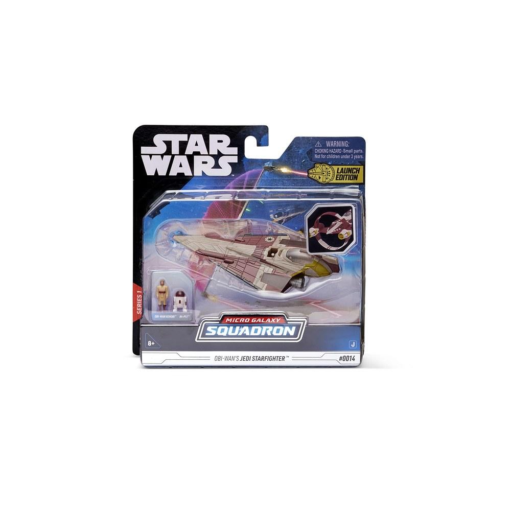 Jazwares Star Wars Micro Galaxy Squadron Jedi Starfighter OBI-WAN Kenobi R4-P17 5-Inch Vehicle with Micro Figures