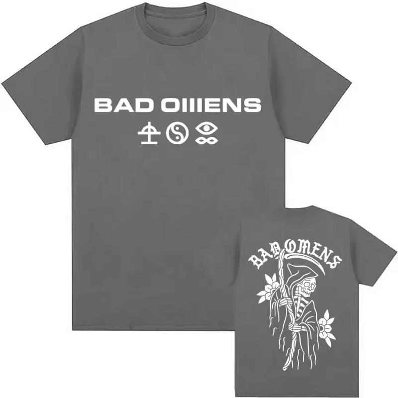 Summer T-shirt: Bad Omen Band Tour American Music Death Peace Soul Bone Graphic Short-sleeved casual style rock T-shirt Gothic