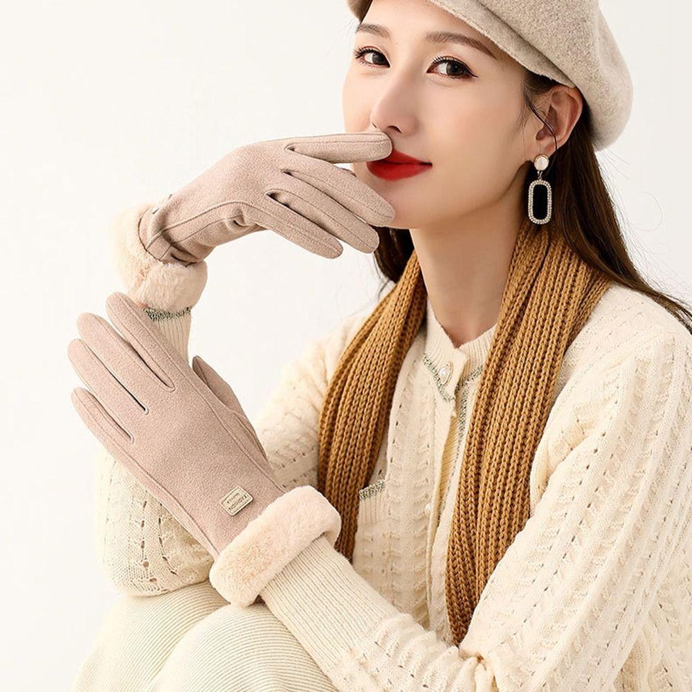 Dicke Winterhandschuhe Weiche Damenfäustlinge Skifahren Plüschhandschuhe Herbst
