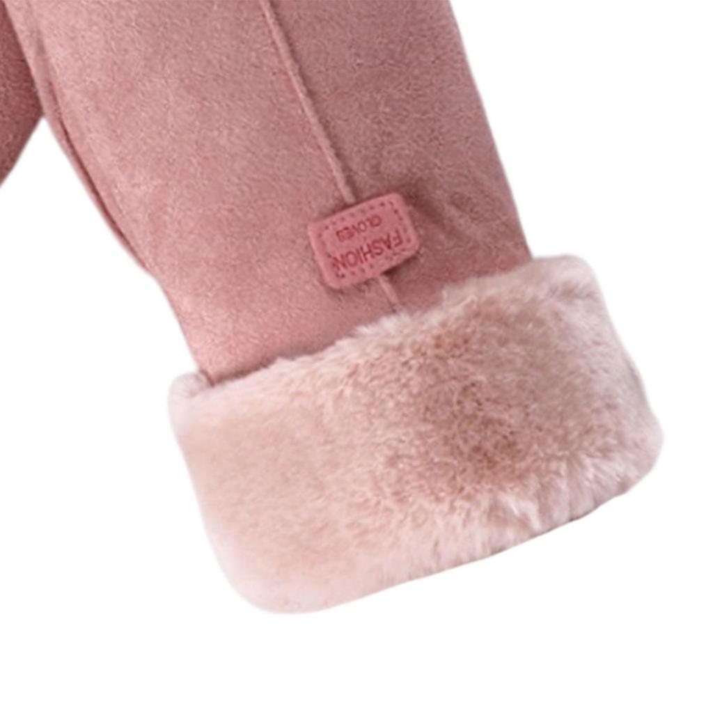Women Winter Gloves Faux Suede Texting Full Finger Elastic Cuff Touchscreen Thermal