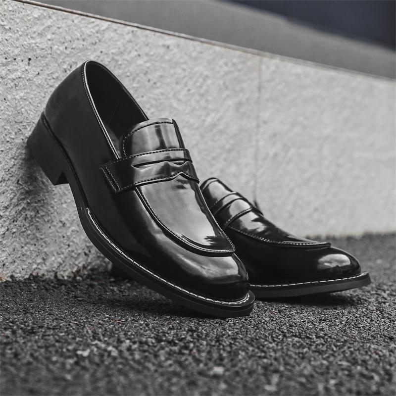Fashion Men Casual Office Business Formal Oxford Thick Bottom Dress Shoes Men Gentleman Outdoor Patent Leather Wedding Fashion Loafers