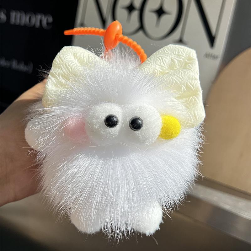 Creative Fox Fur Bowknot Coal Pendant Keychain & Backpack Charm for Girls