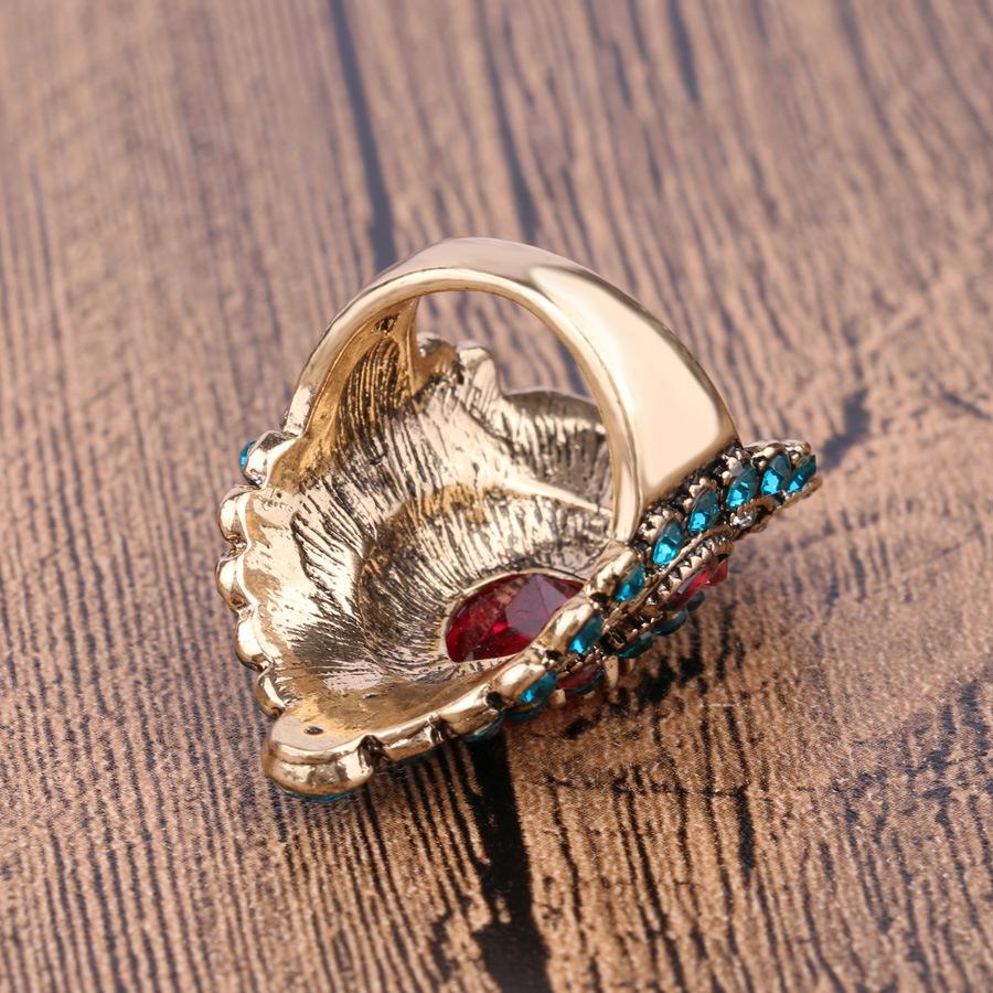 Bagues libellule Vintage en strass bleu creux pour femmes et hommes, bijoux antiques de couleur argent pour fête de mariage