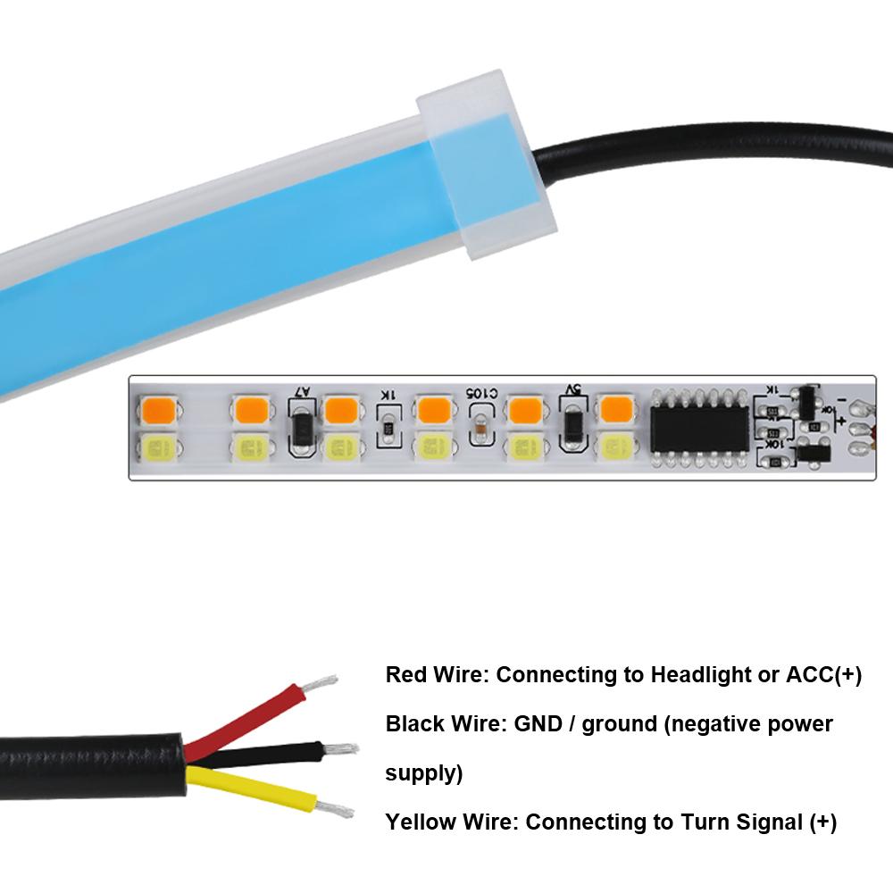 Wodoodporna elastyczna 1 para samochodów LED DRL stylizacja samochodu światło hamowania kierunkowskaz światło do jazdy dziennej przepływ