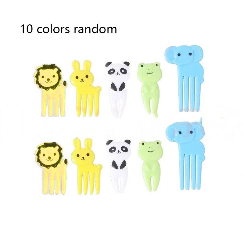 10 Pcs Cartoon Fruit Fork Set Cute Animal Toothpicks Children Buffet Food Supplement Tools For Party Lunch Box Decoration