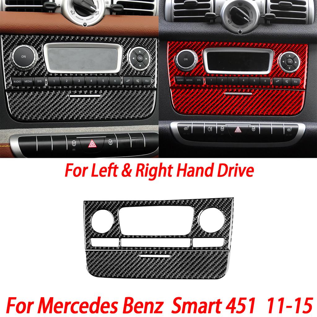 For Benz Smart W451 Fortwo 2011-2015 Carbon Fiber Copilot Storage Box Handle Center CD Gear Shift Panel Interior Trim Sticker