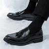 Fashion New Designer Tassels Loafter Black Patent Leather Slip On Shoes For Men Casual Business Formal Dress Footwear Zapatos Hombre