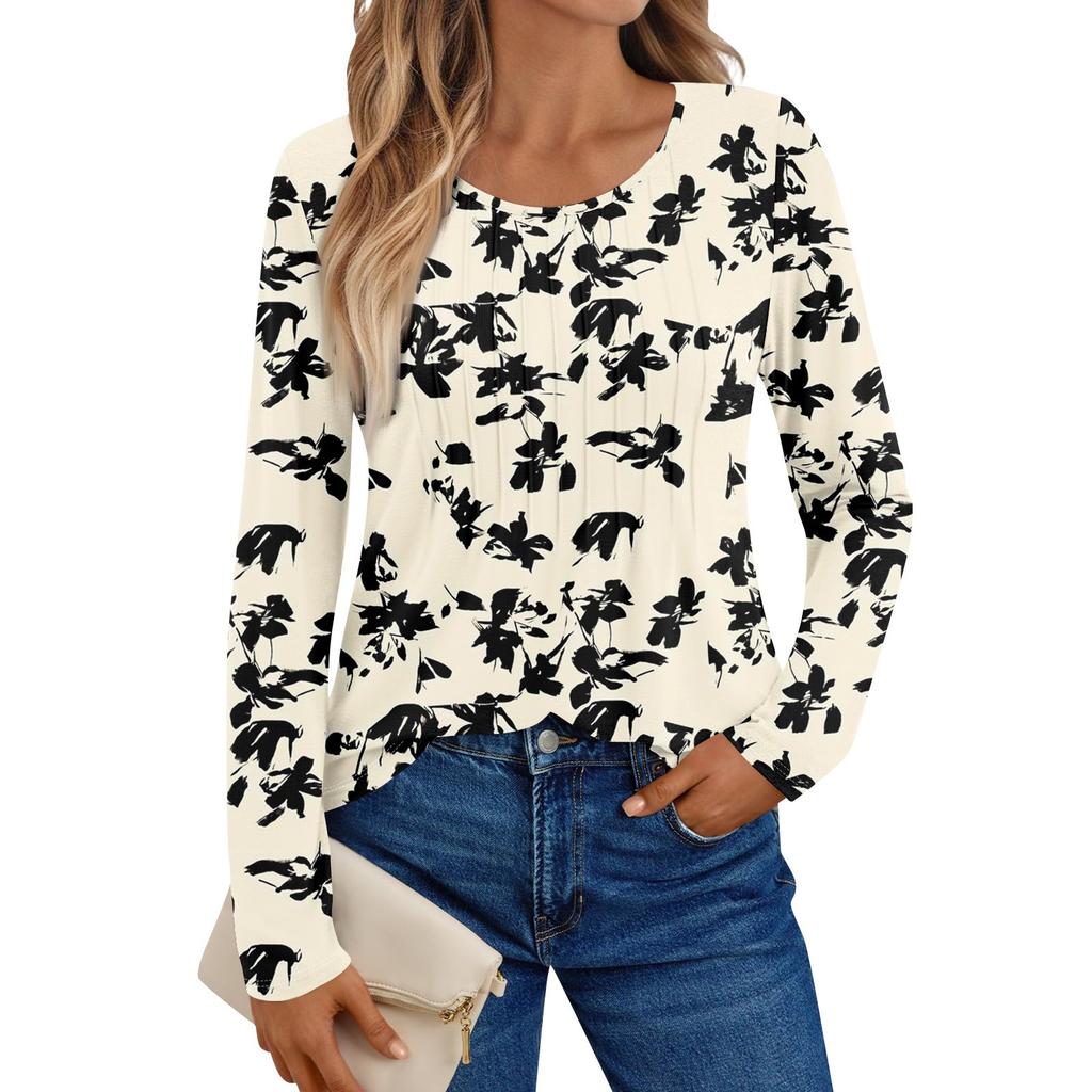 Dam Långärmade Tröjor Grafiska T-shirts Vardagliga Bas Toppar Pullovrar