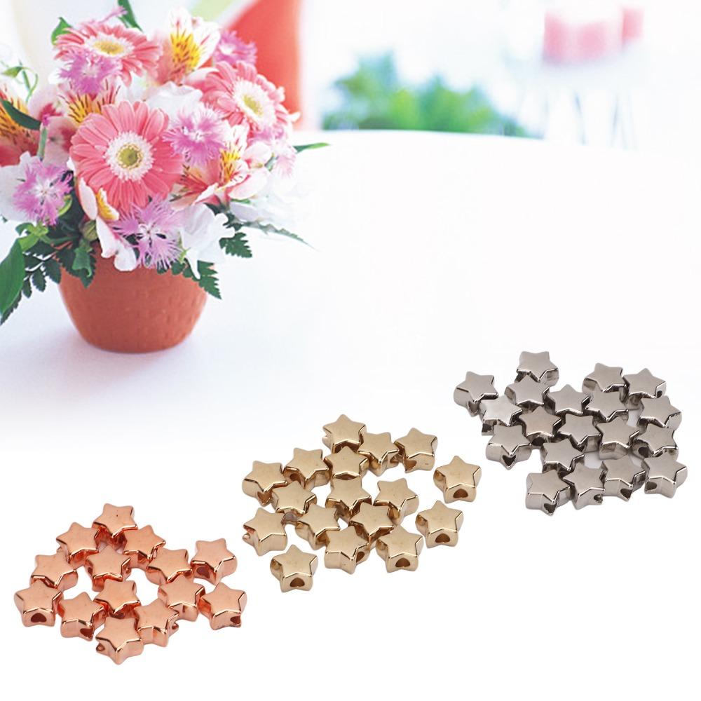 50pcs Small Hole Star Shaped Beads Plastic Star Spacer Beads Jewelry Making Beads  Anklet Craft