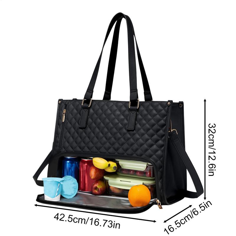 Lunch Tote Bag for Women 15.6 Inch Insulated Quilted Computer Tote Large Capacity Work Purse with Wallet Women Work Bag Laptop