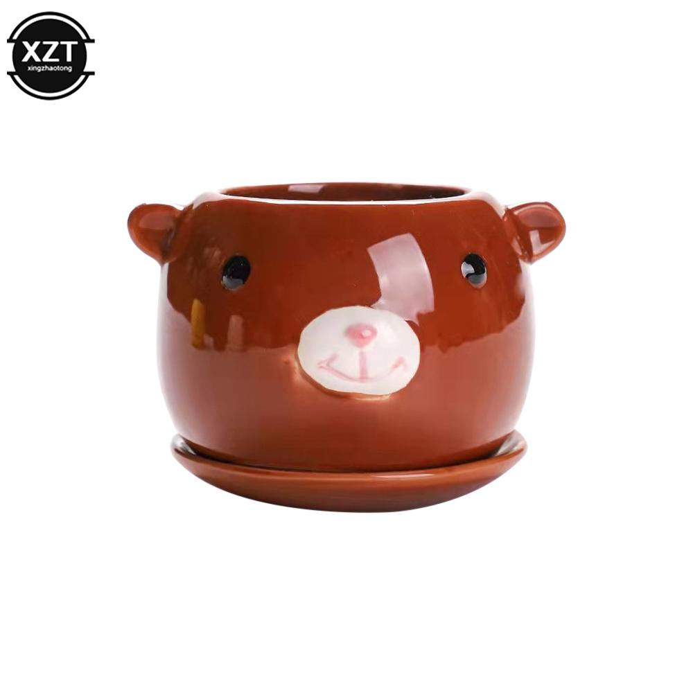 

Керамические цветочные горшки с изображением мультяшной свиньи, цветные круглые пластиковые цветочные горшки для растений, суккулентные горшки для сада, домашнего офиса, декора детских садовых горшков