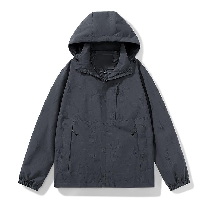 Men's New Spring Trend Jacket Loose Removable Cap Outdoor Hiking Wear Couple Windproof Waterproof Jacket