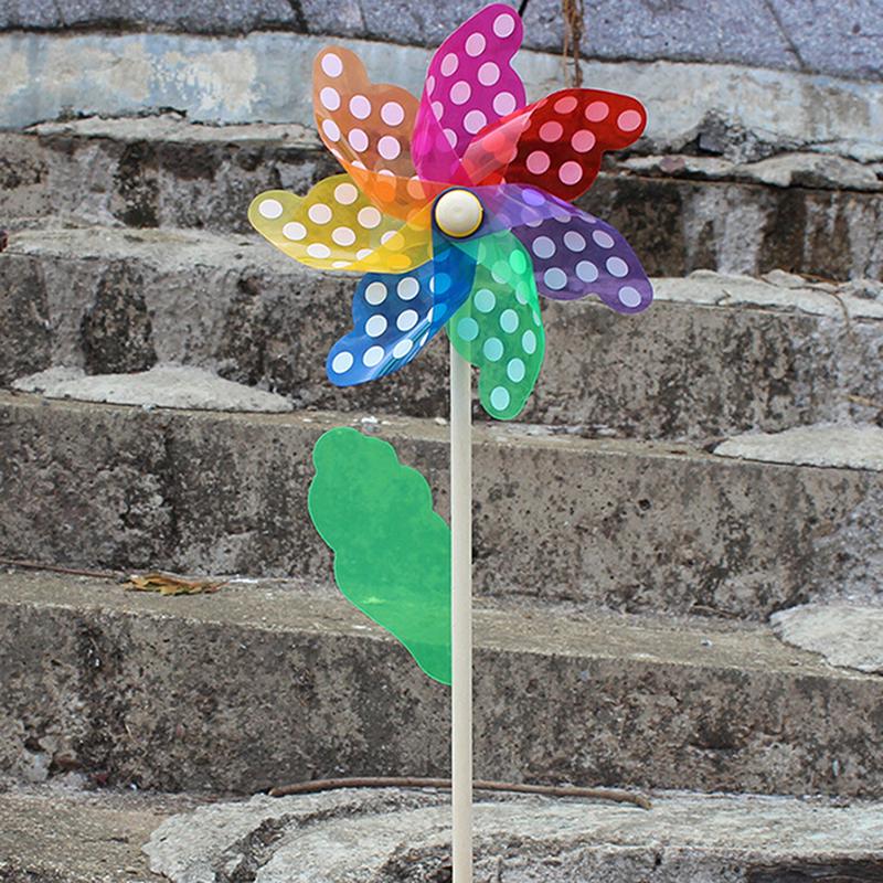 24cm Wood Windmill Garden Yard Party Outdoor Wind Spinner Ornament Kids Toys