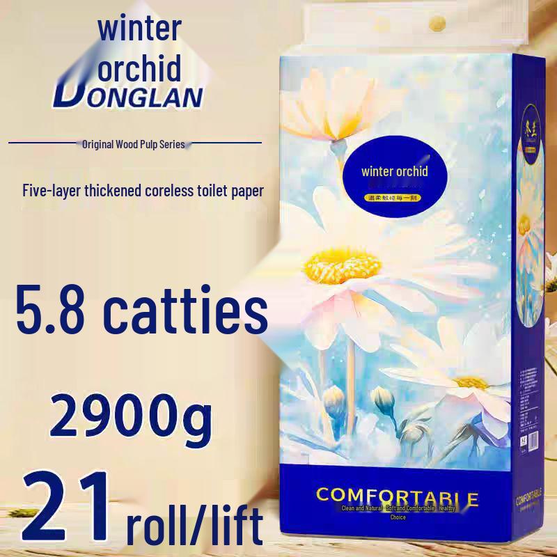 28 Rotoli Carta Igienica Orchidea Invernale, 9,6 Jin, Polpa di Legno Vergine, Anima Solida, Salviette Igieniche