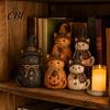 Seasonal Home Soft Furnishings 3Pcs Halloween Witch Cat Dog Statues, Resin Rustic Farmhouse Small Harvest Figures Ornaments for Autumn Thanksgiving,
