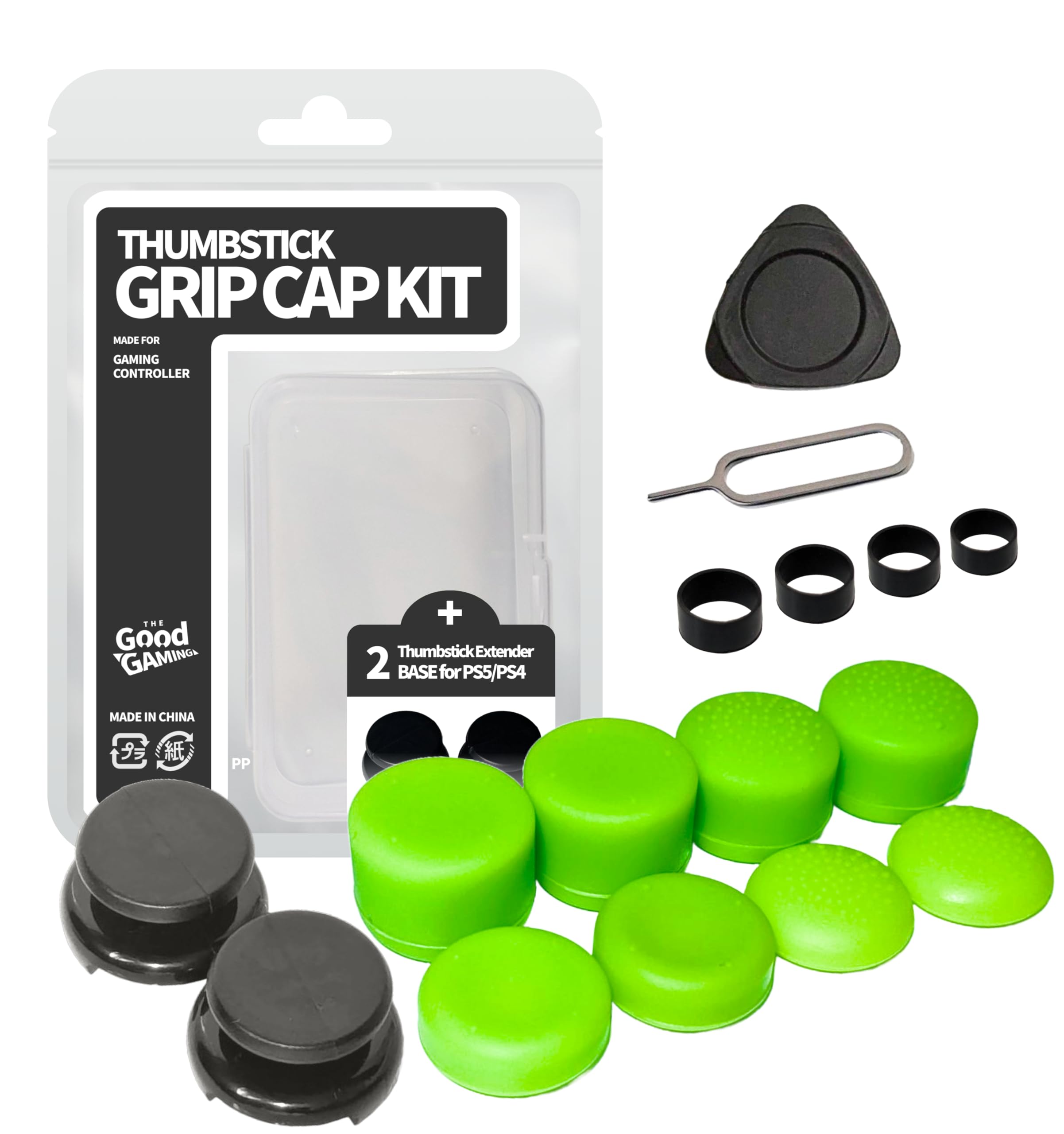 

FREAK FREEK Grip Cap Kit Thumbstick Extender for Controllers 8 Grip Caps in 4 and Green Improves Aim and FPS Assist The Good Gaming + PS5/PS4 (2 зелений