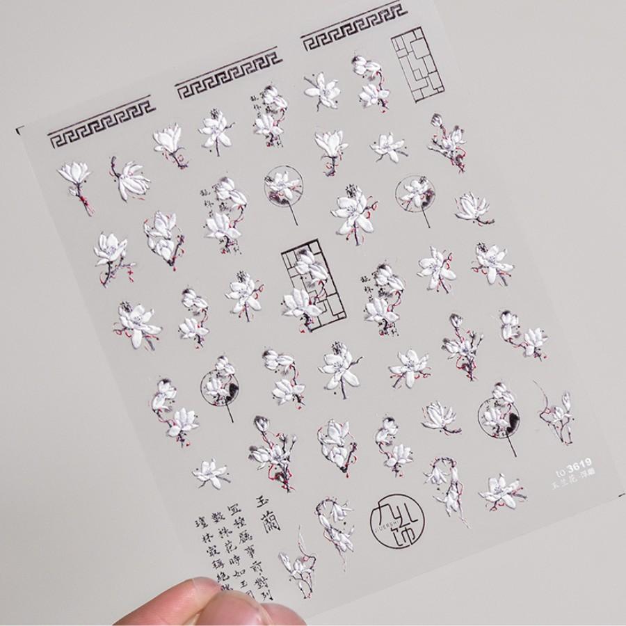 1pcs 5D Elegant White Daisy Nail Art Stickers Flower Adhesive Nail Decorations Decals DIY Manicure Accessories