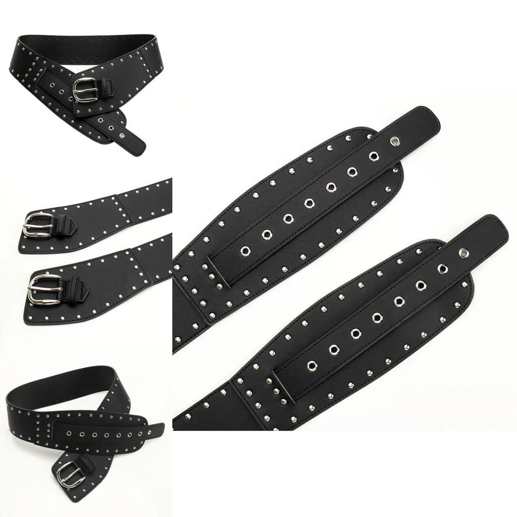 Vintage Irregular Wide Waist Belt With Alloy Buckle For Denim Pants Fashion Accessories