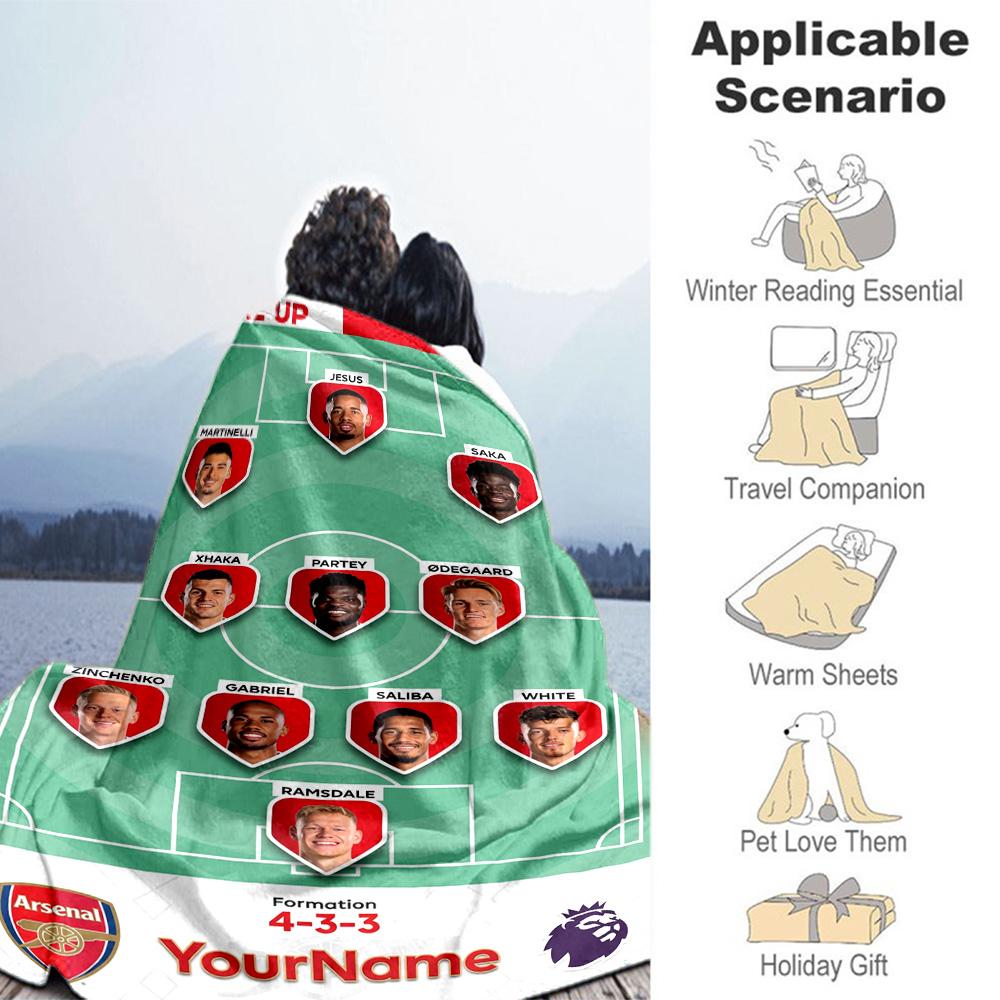 Arsenal Customize Your Name Blanket Cozy Customizable Blanket Ultra-Soft Suitable for Bedding Office Chair Nap All-Season Use