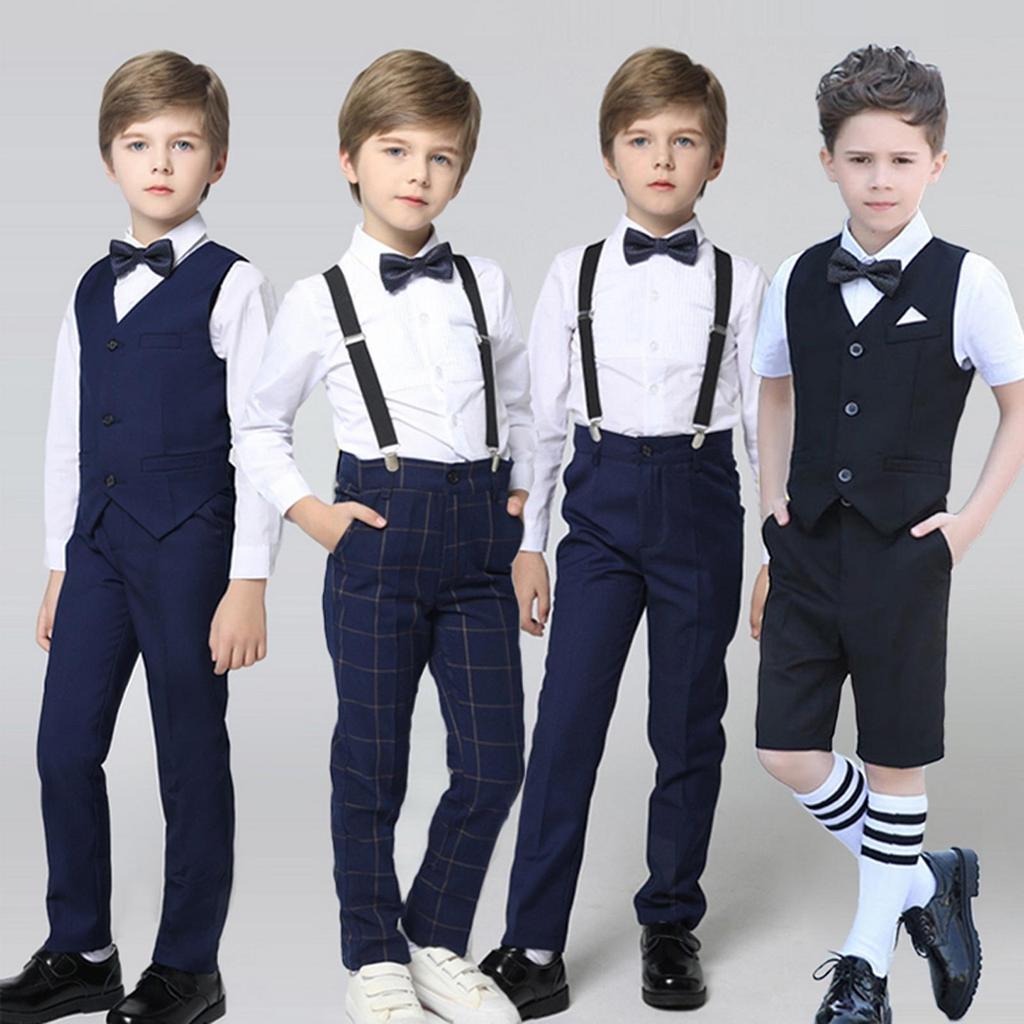 Kids 3 Clips Suspenders Bow Tie Set Adjustable Elastic Braces for Boys Girls