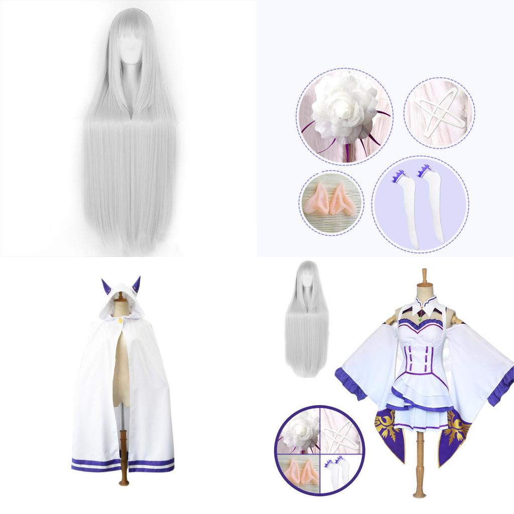 Enchanting Emilia Dress Cosplay Set With Elegant Wig For Womens Anime Party Costumes