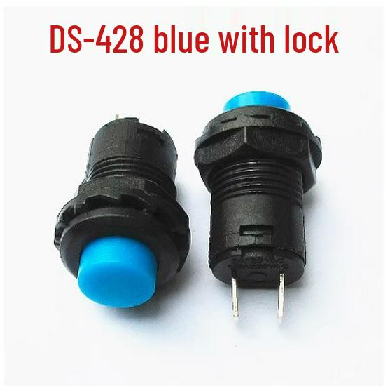 DS-428/427 Self-Locking Round Button Switch with Lock, Self-Reset 12MM, Red/Green/Yellow