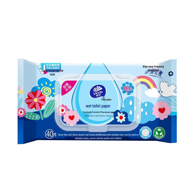 Vinda Alcohol-Free Baby Wet Wipes: 80 Individually Packaged Pure Water Wipes for Kitchen & Toilet Use