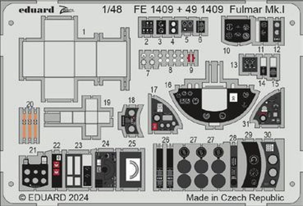 Eduard 1/48 Zoom Fairey Fulmar MK.1 Etching Parts (for Trumpeter) Plastic Model Kit Parts EDUFE1409
