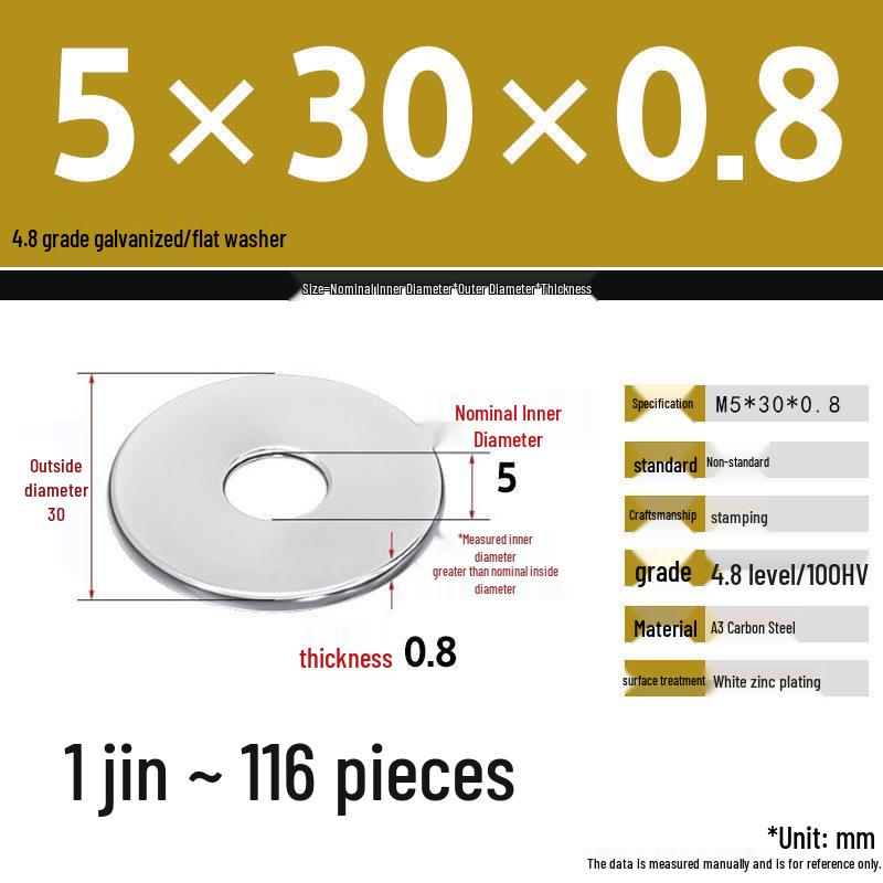 Galvanized Extra Large Thickened Metal Flat Washer (M6-M16)