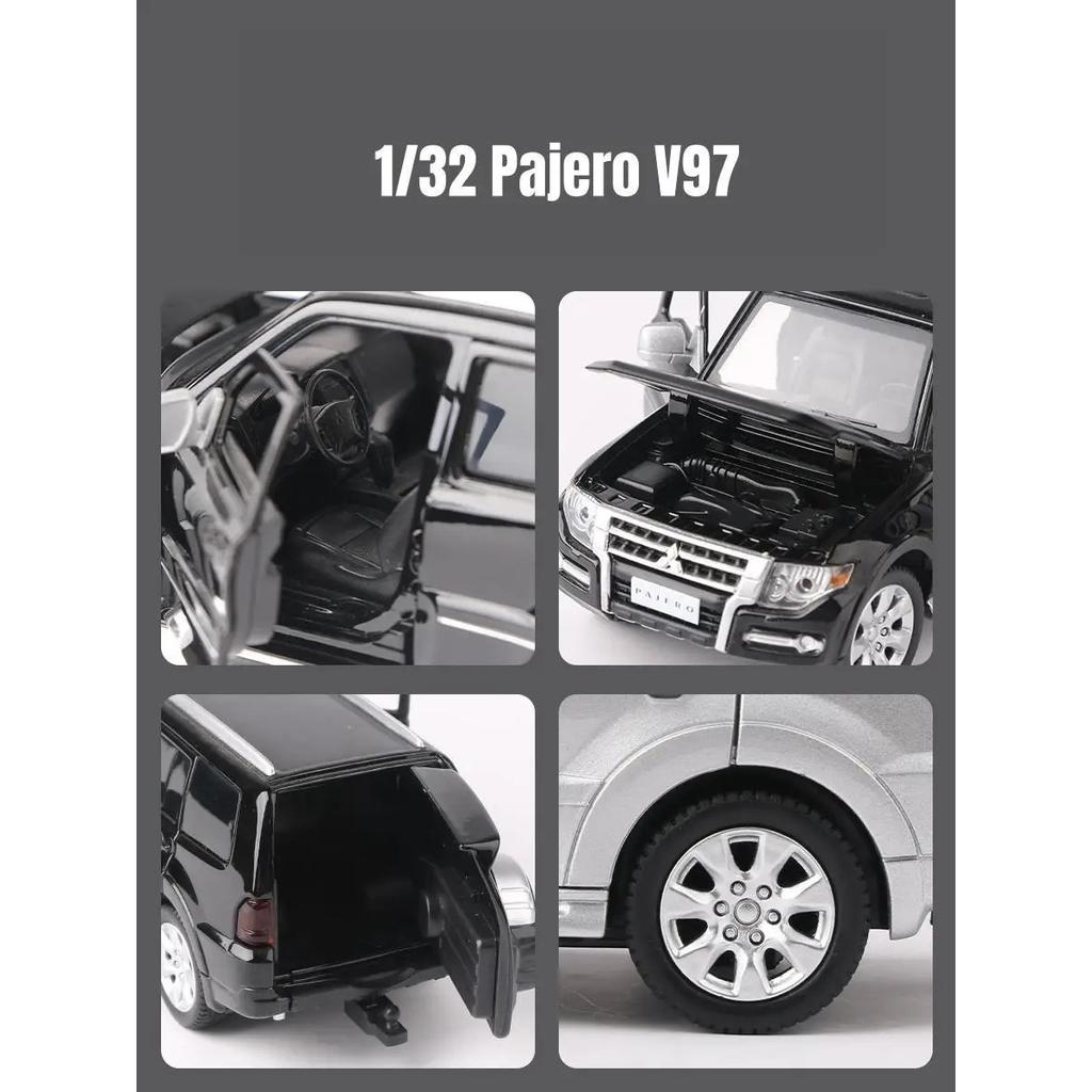 1/32 Mitsubishi Pajero SUV Sport Miniature Diecast Alloy Toy Car Vehicle Model Sound & Light Collection Gift for Children Boys