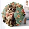 1pc Cat Floral Pattern Automatic Open/Close Umbrella, Formal Events - Ideal Gift for Family or Friends, Outdoor Accessory Yy251211265