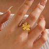 Stainless Steel Splicing Flower Opening Rings for Women Girls Classic Non Fading Finger Rings Vacation Style Jewelry Accessories