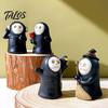 Gothic Style Birthday Gifts Halloween Ghost Figurine, Spooky Black Robe Statue, Cute Home Decor for Living Room Skull Resin Ornament Tabletop