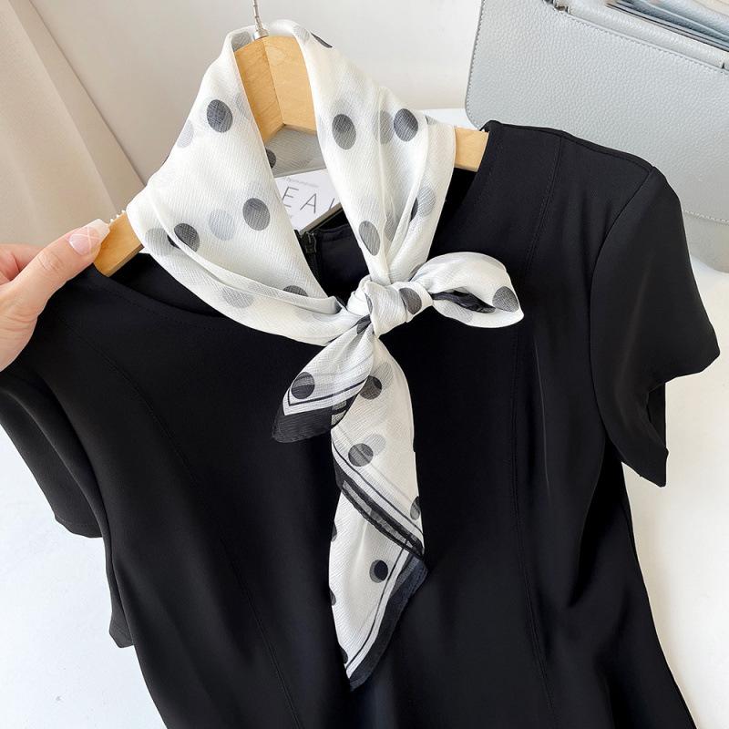 Korean Decorative Scarf Scarf Summer Scarf Square Scarf High-end Thin Style Xiliya Printed Square Scarf Tied Hair Strap