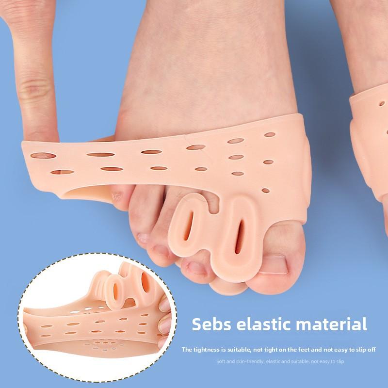 Double-hole Thumb Eversion Toe Splitter with Hole Foot Thickening Shock Absorption Massage Forefoot Pad Big Foot Orthopedic Cover