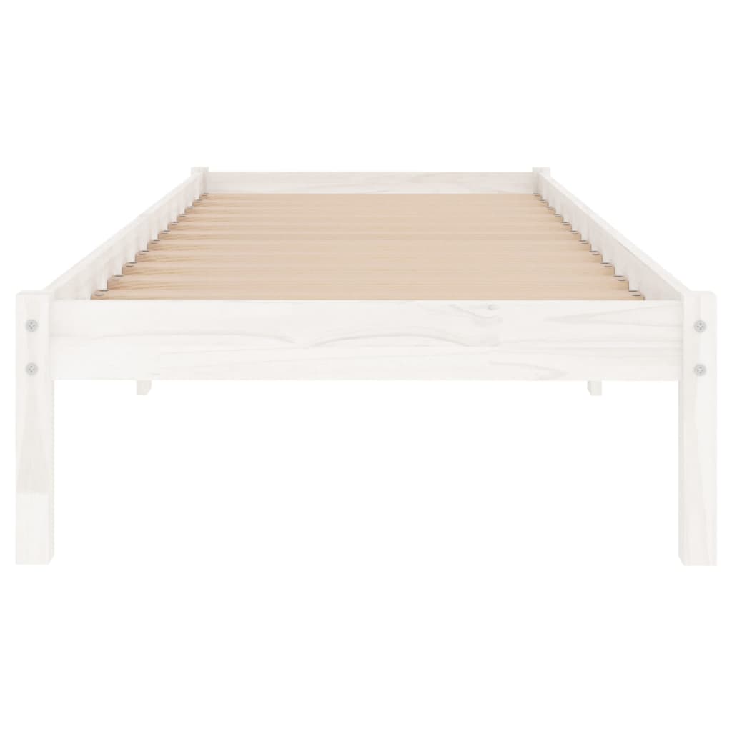 Vidaxl Bed Frame, White, Solid Pine Wood, 90 X 200 Cm