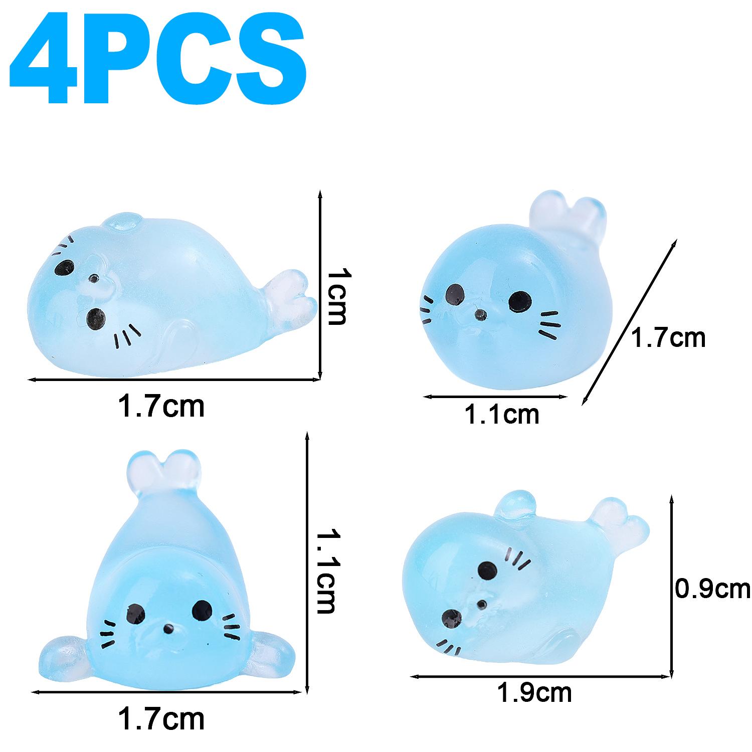 

4/40x Glow in The Dark Resin Cute Seals DIY Creative Ornament of Luminous Marine Small Animals Home Aquarium Decorative Supplies