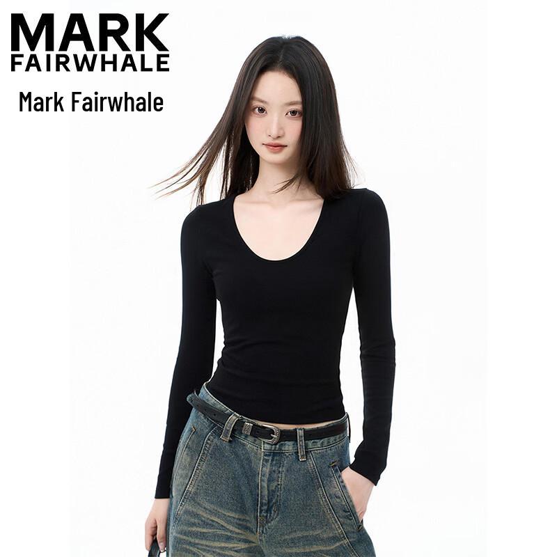 Mark Fairwhale Women's U-Neck Long Sleeve Slim Fit T-Shirt