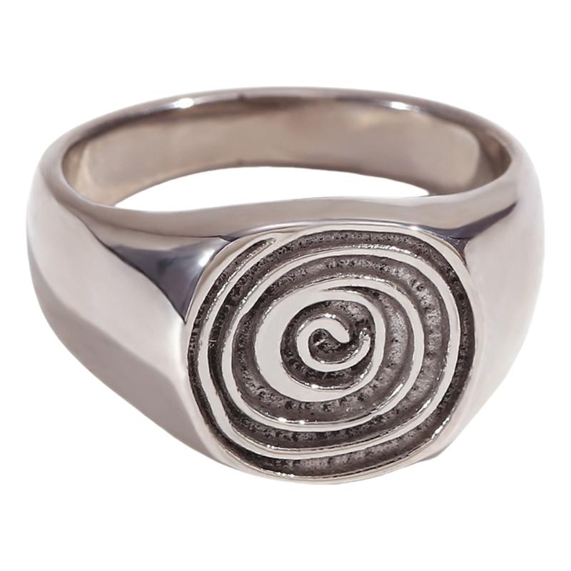 

Elegant Fingerprint Rings Unique Rings Hand Accessory Stainless Steel Texture Suitable for Parties and Daily Outfits