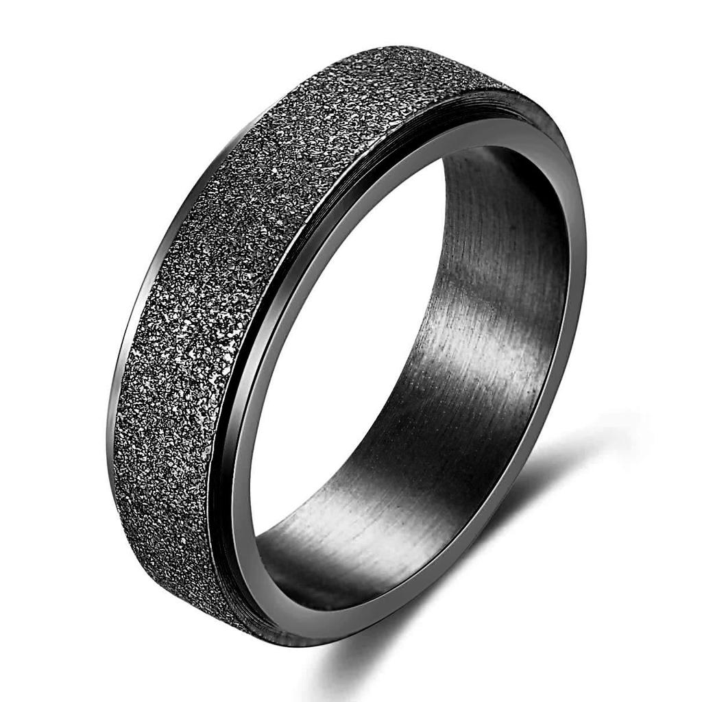 6MM Stainless Steel Matte Rotatable Moving Ring Multi-color Simple and Versatile Decompression Ring Men