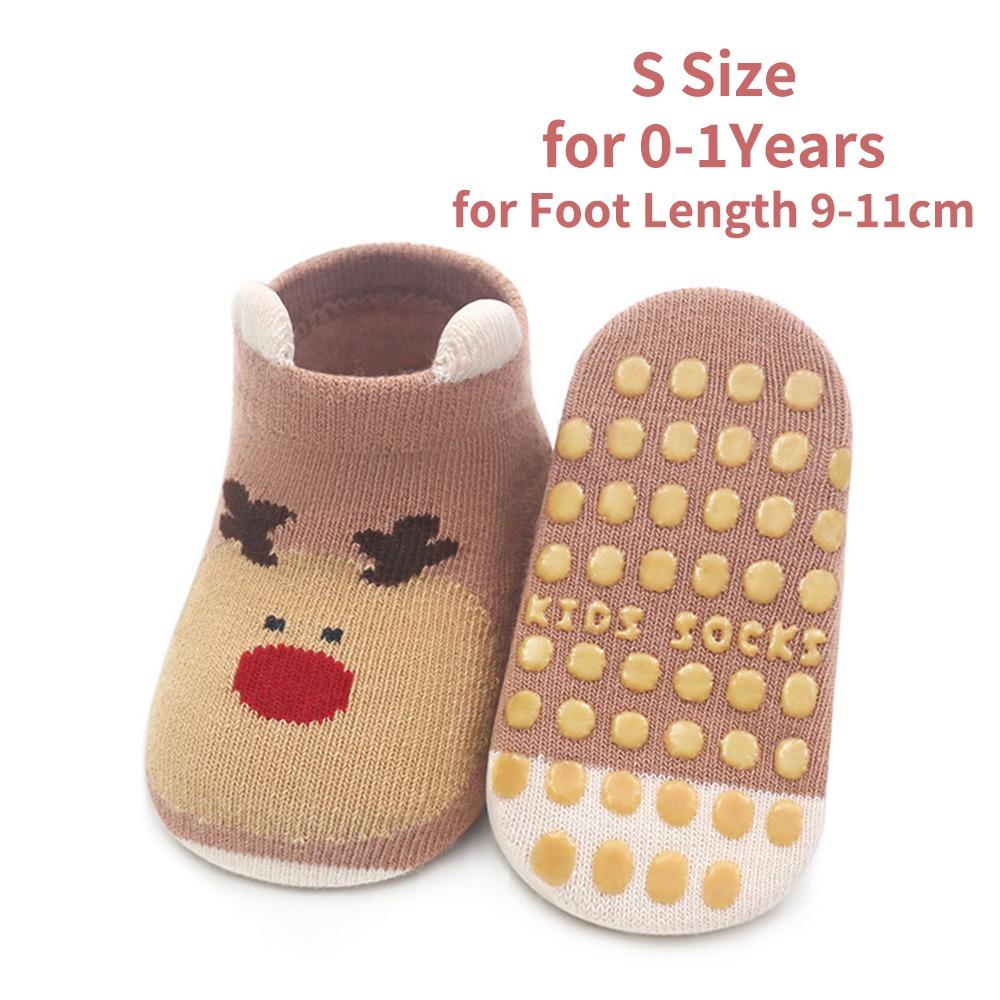 1Pair Breathable Baby Floor Socks Cotton Cartoon Animal Socks Kids Cotton Socks Babies and Toddlers Deer 0-1Y