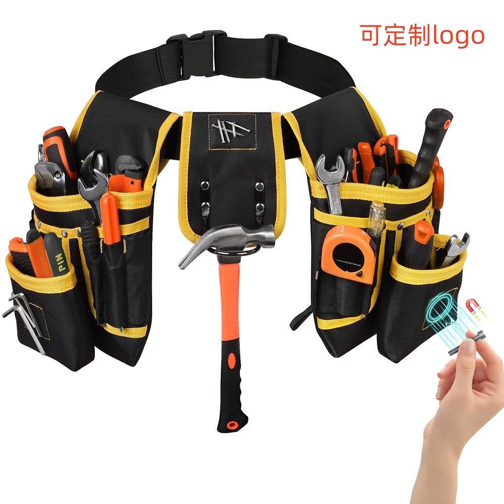 Thickened Canvas Electrician Tool Belt Multi‑Purpose Storage Pouch with 3 Magnets Work Accessories